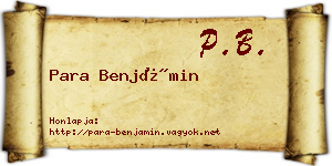Para Benjámin névjegykártya